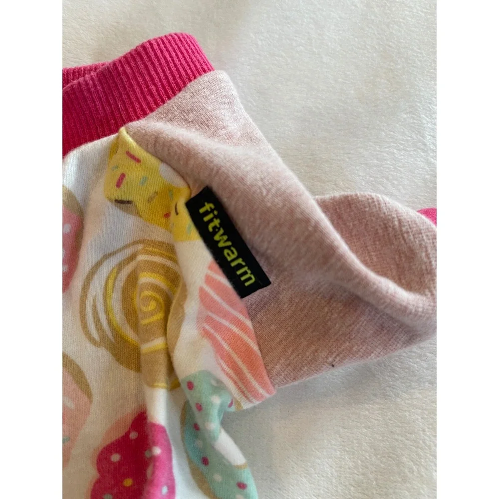 Fitwarm Small Dog Pajamas Pink Donut Print Pet Jumpsuit PJ One Piece Soft Cotton